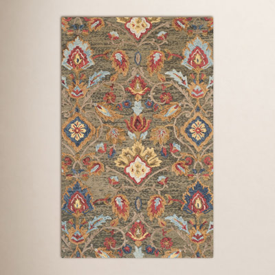 Tansy Handmade Wool Green / Multi Rug