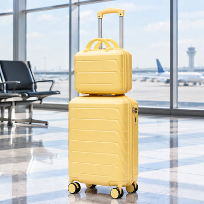 2-Piece Hard Shell Luggage Set With Cosmetic Case And Spinner Wheels