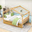 Lit double en bois 2 tiroirs avec pieds centraux et toit-435179192