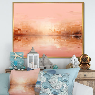 Pink And Golden Evening Glow Sunset - Coastal Sunset Wall Art