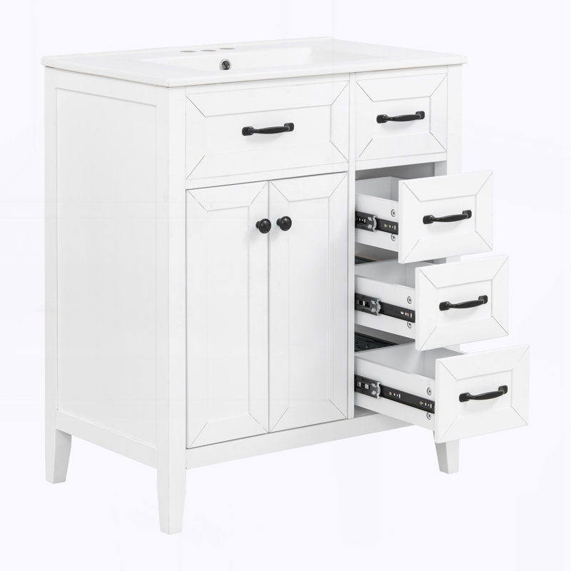 Meuble-lavabo blanc 30 po avec lavabo en céramique