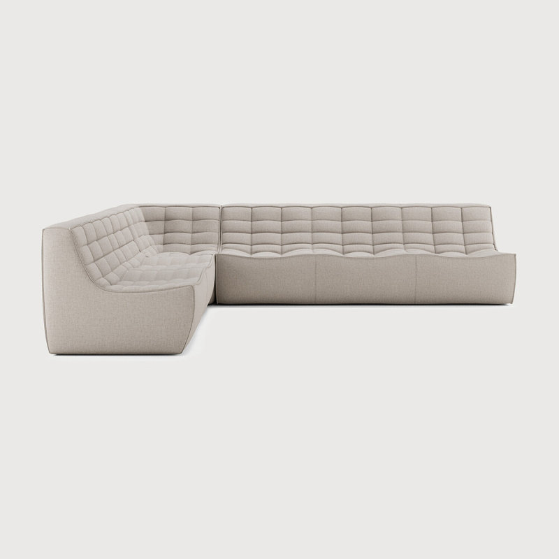 N701 Modular Sofa Set - Combo Left - 1 Seater + 2 Seater + 90° Square Corner, 30" H x 119" W x 91" D, Beige Polyester Blend