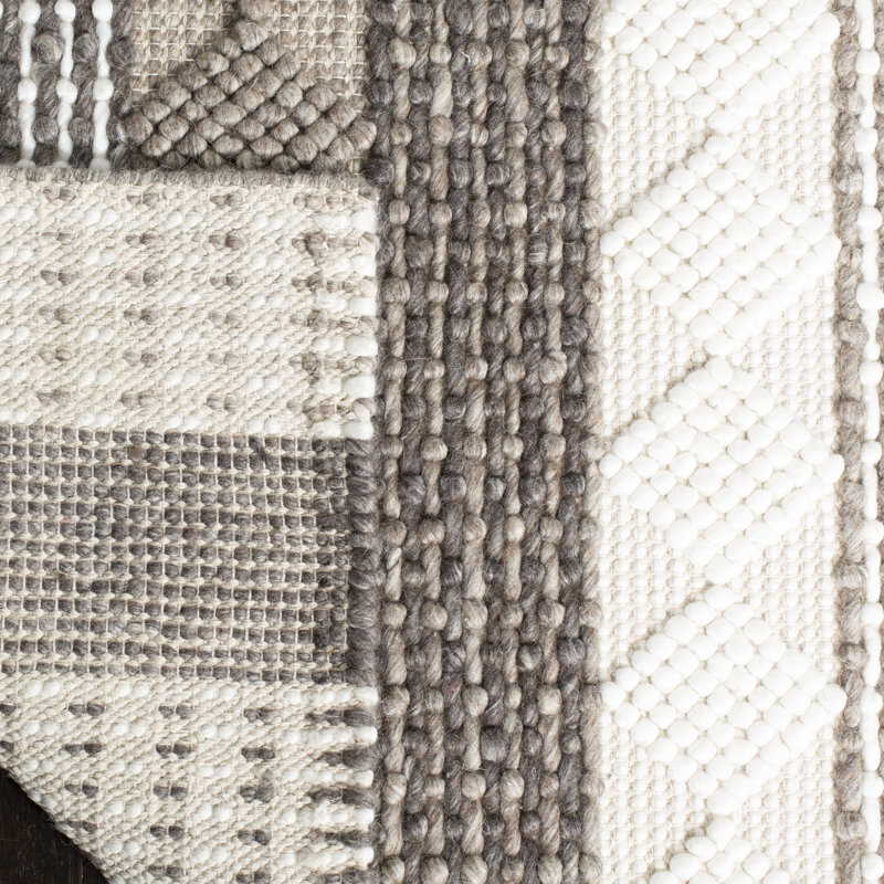 Tapis gris / beige en laine et coton tissé à la main jacques Natura, Rectangle 3 pi x 5 pi