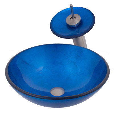 Verdazzurro Glass Circular Vessel Bathroom Sink with Faucet