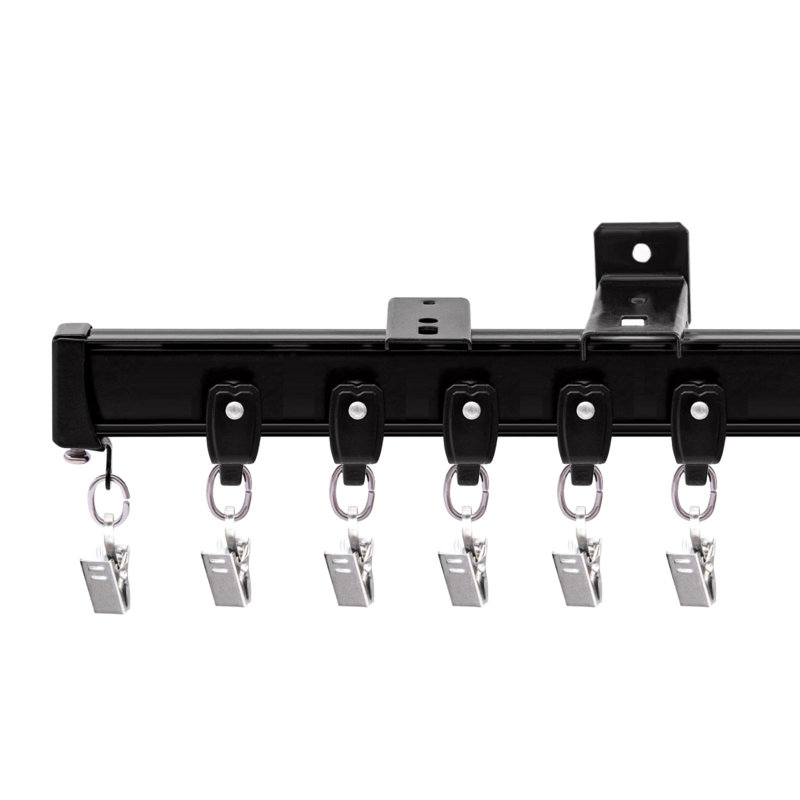 Flexible Ceiling Curtain Tracks, Ceilings Track For Curtains, Aluminum Curtains Track Ceilings Mount,Wall Mount Curtain Rail, Ceiling Curtain Rod, Sliding Curtain Tracks With Clips (Black 18FT)