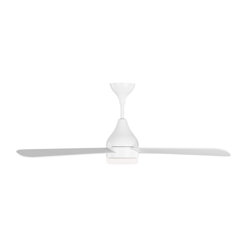 Smart LED Ceiling Fan, Matte White with White Blades, 52 inches