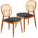 Octava Wicker Dining Chair With Leather Seat And Wood Legs