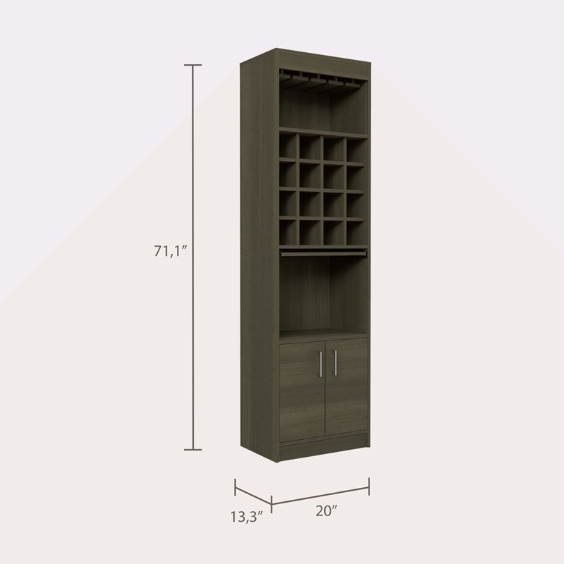 16-Bottle 1-Shelf Bar Cabinet, Oak