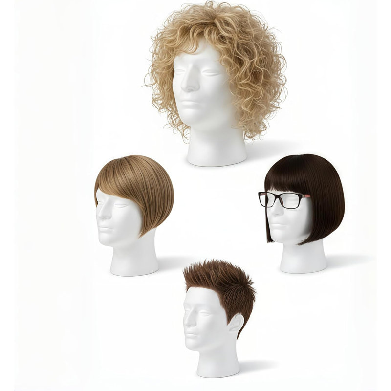 Support pour perruque à tête de mannequin en mousse pour homme - Taille réaliste, présentoir durable pour perruques, chapeaux et accessoires