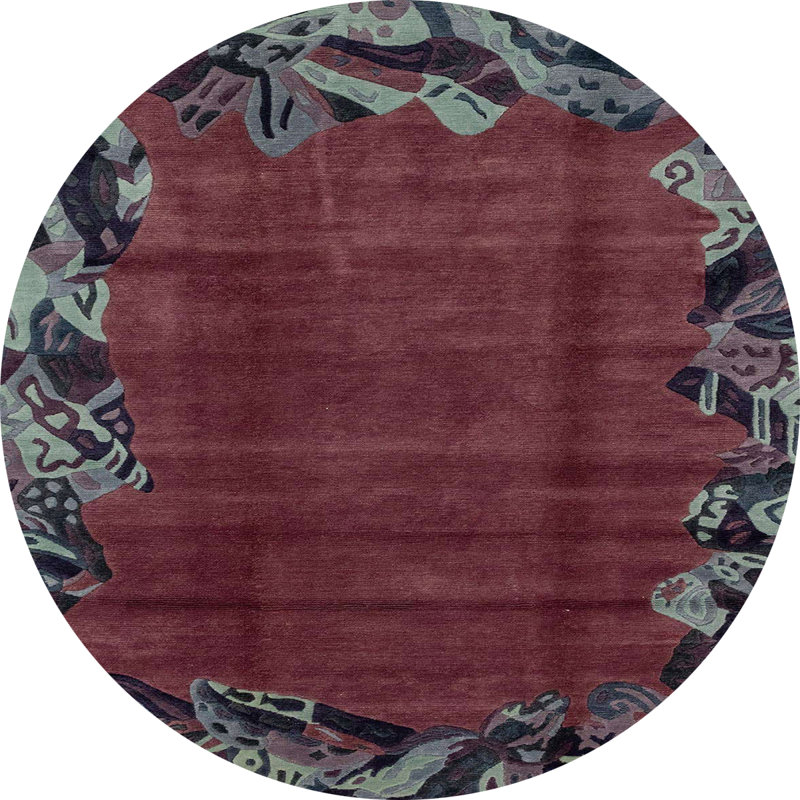Milada Wool Abstract Indoor Rug, Round 4'