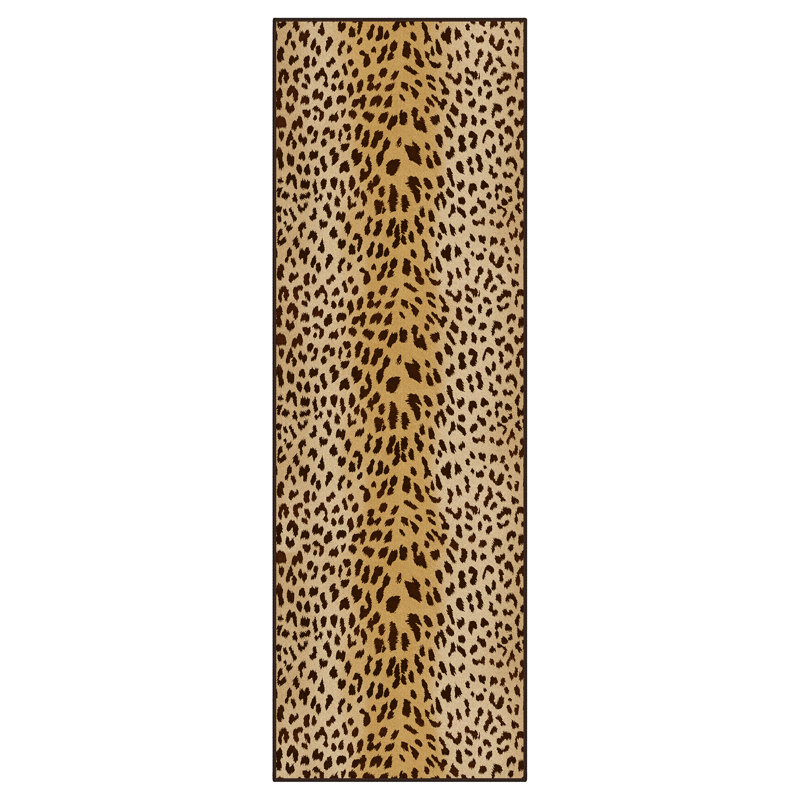 Tapis noir / orange / jaune à imprimé léopard avec envers antidérapant Sylvan, Noir / Jaune