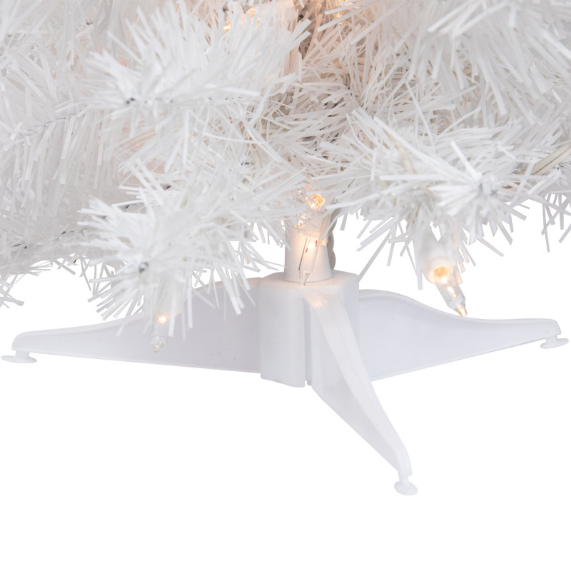 Arbre de Noël artificiel blanc moyen 18 po avec lumières claires