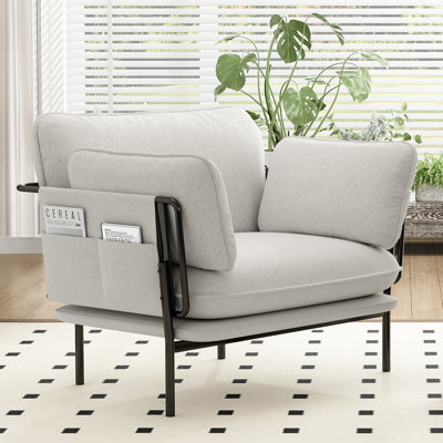 Oversized Living Room Chairs, Modern Armchair With Side Storage Pockets by Ebern Designs