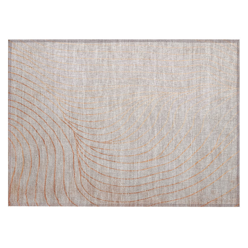 Machine Washable Indoor/Outdoor Xhevrie Copper Rug, Rectangle 1'8" x 2'6"