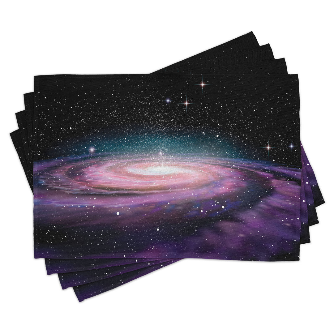 Platzdeckchen 4er Set, Galaxie im Weltraum, Mauve Schwarz