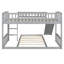 Lit simple superposé au-dessus, cadre en bois massif gris avec glissoire pour lit de chambre à coucher, décoration élégante et confortable