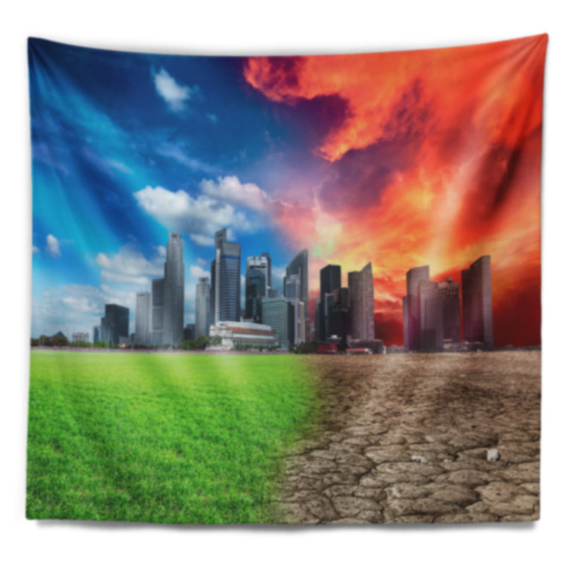 Tapisserie de réchauffement global de paysage, H 32 po x l 39 po