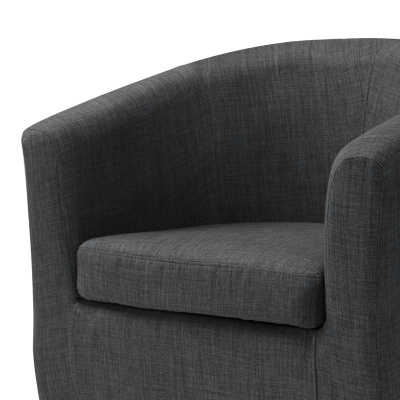 Fauteuil demi-tonneau en polyester de 27,25 po de largeur Aadvika, Polyester gris foncé