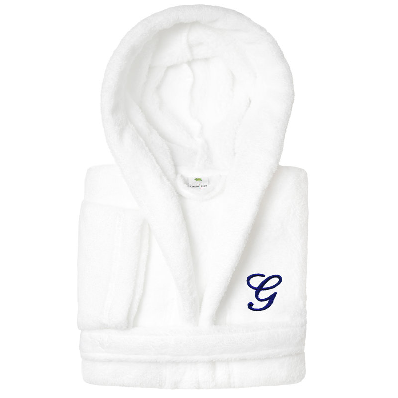Peignoir en molleton mi-mollet personnalisé pour enfants avec poches et capuche, L, G