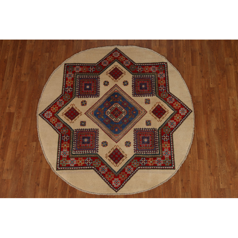 Geometric Kazak Round Area Rug 5x5