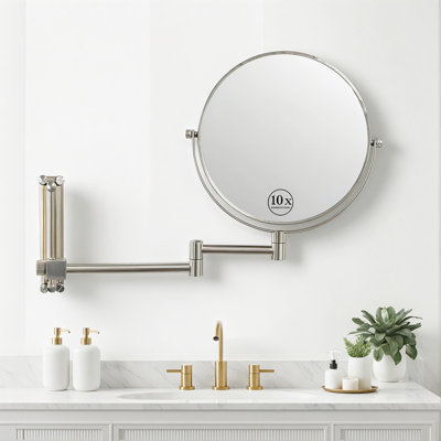 360° Rotated Wall Mounted 8" Makeup Mirror With×1/×10 Magnification Makeup Mirror