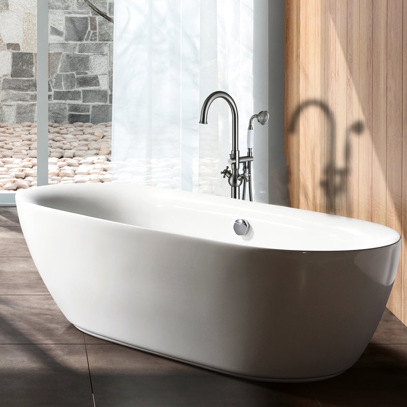 Robinet de baignoire autoportant avec douche à main - Métal, style salle de bain