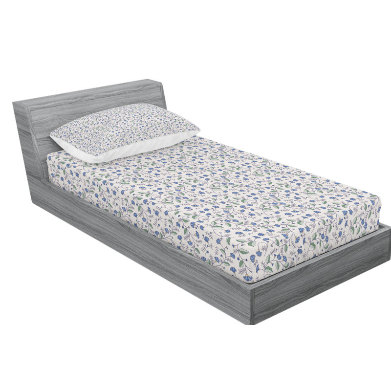 Gray Floral Twin Microfiber Sheet Set with Pillowcase