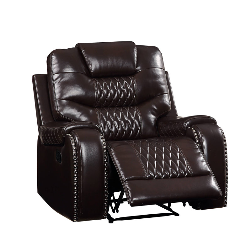 Horing Faux Leather Recliner, Brown, Manual