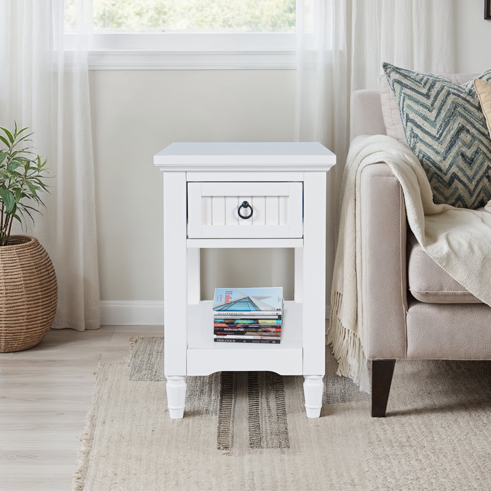 Alleya Chairside End Table, White