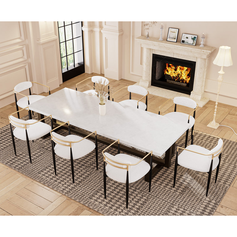 Chaises de salle à manger rembourrées Boucle, Beige