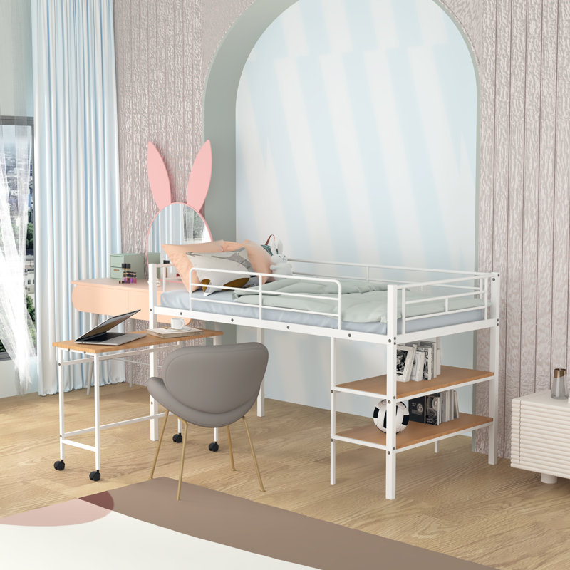 Lit mezzanine simple Vannes avec bureau intégré de Mason & Marbles, Blanc