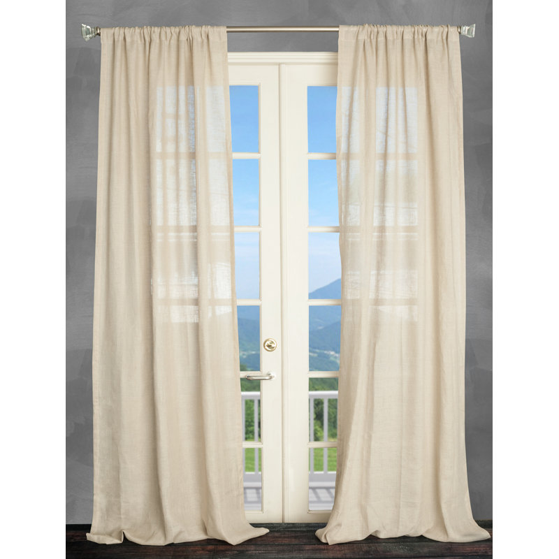 Aultman Linen Sheer Curtain Single Panel, Natural, 42" W x 108" L