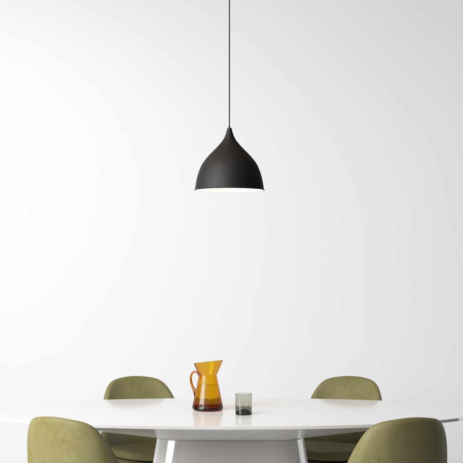 Newman Single Light Metal Dimmable Pendant, Midnight Black
