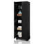 Grande armoire de rangement noire 71,2 po avec deux portes, cinq compartiments, des tablettes réglables, pour la salle de bain, le bureau ou la salle à manger