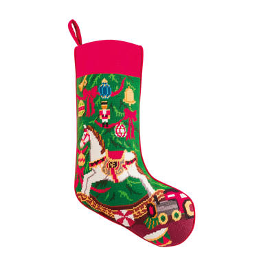 Teddy Bear Embroidered Needlepoint Stocking – The Little