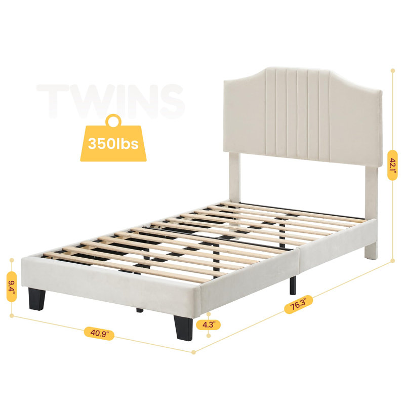 Olurotimi Upholstered Platform Bed, Beige