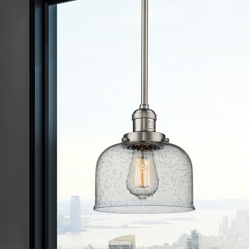 Luminaire suspendu en forme de dôme à 1 lumière Celaya, Plaqué couleur fumée, Nickel satiné brossé, H 10 po x l 8 po x P 8 po