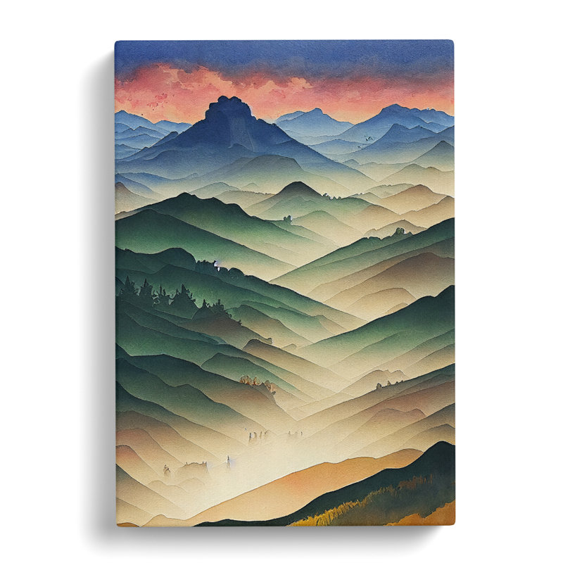Misty Mountain Landscape - Wrapped Canvas Print, 50cm H x 35cm W x 3cm D