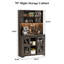 Garde-manger rustique de 70,87 po de hauteur avec lumières DEL et station de charge, armoire de rangement avec porte de grange coulissante et tablettes réglables-853721472