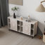 Meuble de salon de style Mid-Century moderne avec meuble télé et armoire de rangement blanc Curio convient aux armoires de télévision, tables, buffets, armoires décoratives (BLANC)-1479967329