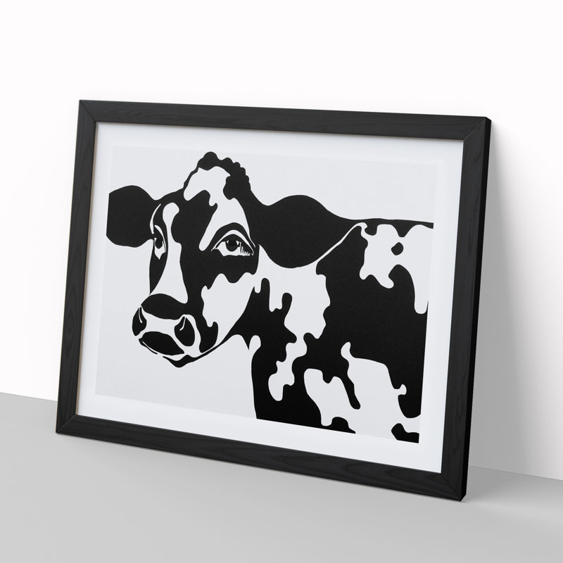 Cow - Single Picture Frame Print, 46cm H x 64cm W, Black Framed
