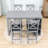 5Pcs Dining Set with Counter Height Table, 4 Upholstered Chairs and Built-In Storage Shelves-1874736986
