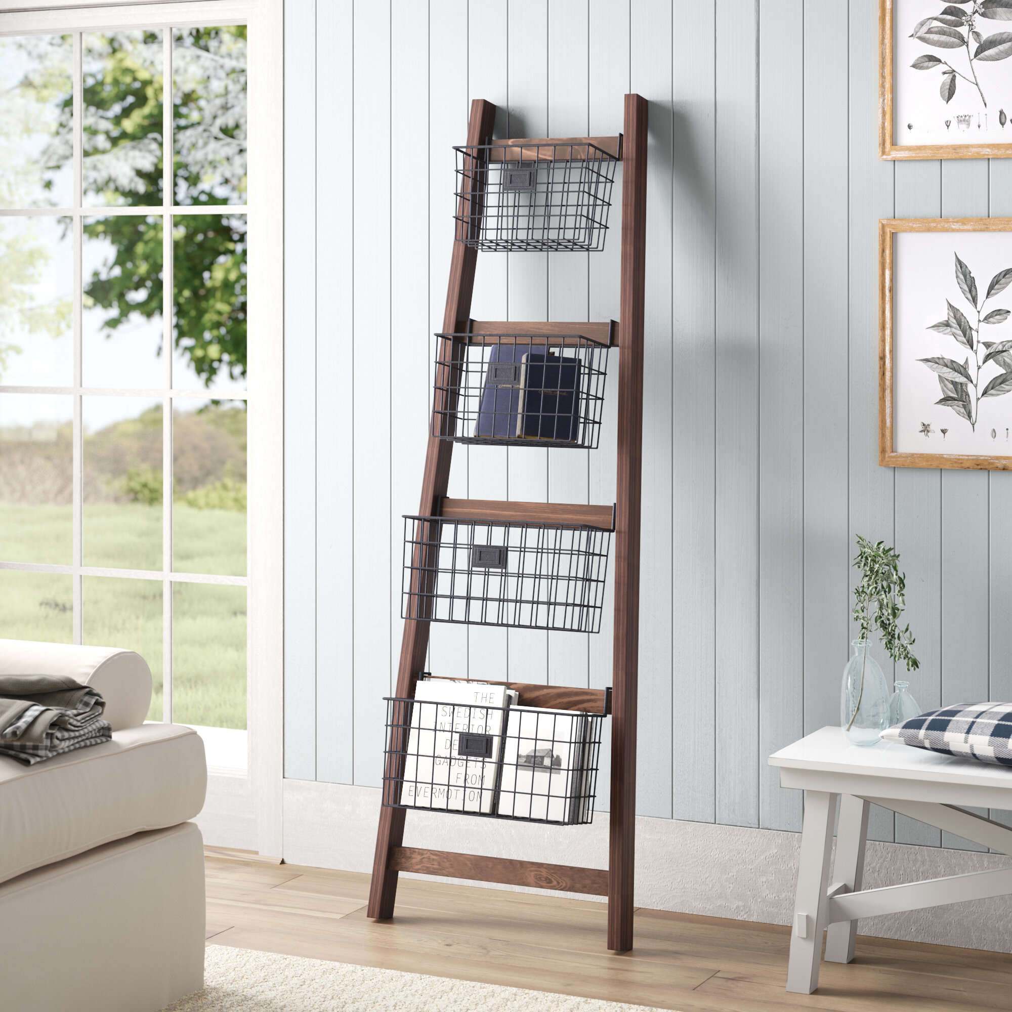 Gracie Oaks Vertical Wooden 6 ft Blanket Ladder & Reviews | Wayfair