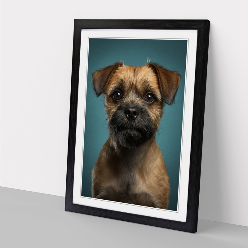 Border Terrier Minimalism - Framed Print, Black Framed, 64cm H x 46cm W