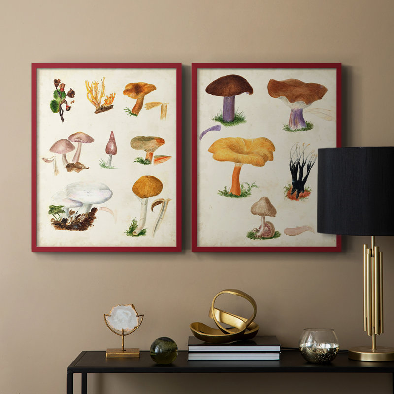 Champignon VI - reproduction encadrée de qualité supérieure - prêt à être accroché - aucun clou requis - aucun clou requis