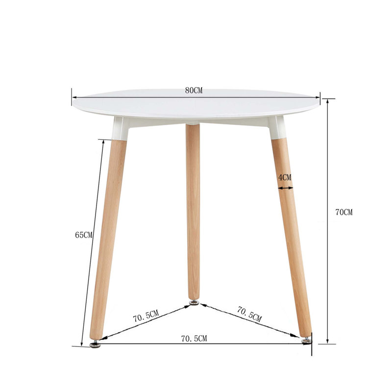 Caulksville 2 - Person Dining Set, White, White, 65cm H x 70.5cm L x 80 cm W
