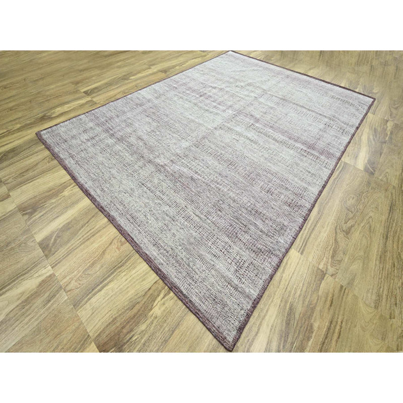 Tapis oriental noué à la main 9 pi x 12 pi rouge poudré, blanc oxydé et avec pattes vieillies, avec des chaînes exposées, 100% laine