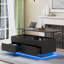 Table basse à plateau relevable avec 2 tiroirs et lumière DEL intelligente-10950038