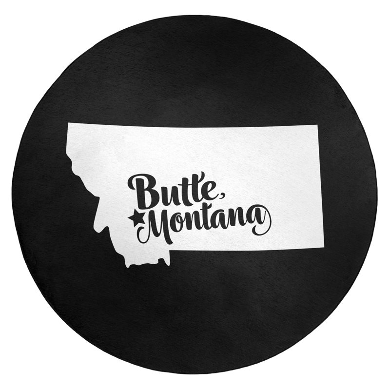 Tapis noir de montana en poly-chenille butte, Rond 5 pi