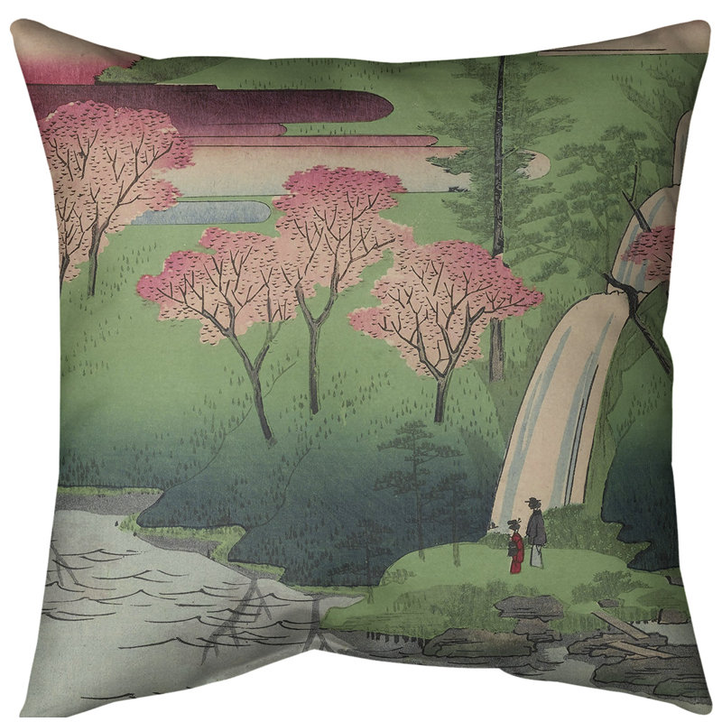 Coussin euro chiyogaike étang, Rose, Polyester filé